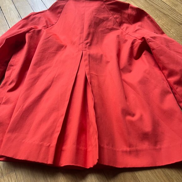 Tory Burch Size 10 Orange Poppy Curtis Button Front Collar Utility Trench Jacket - Picture 10 of 13